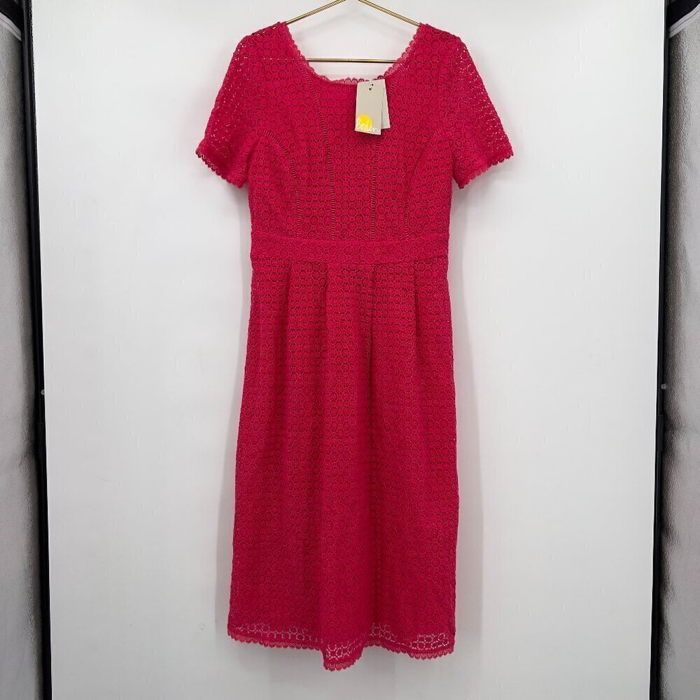 Boden Julieta Eyelet Lace Midi Dress In Bright Carnival Pink Women’s 10R NWT